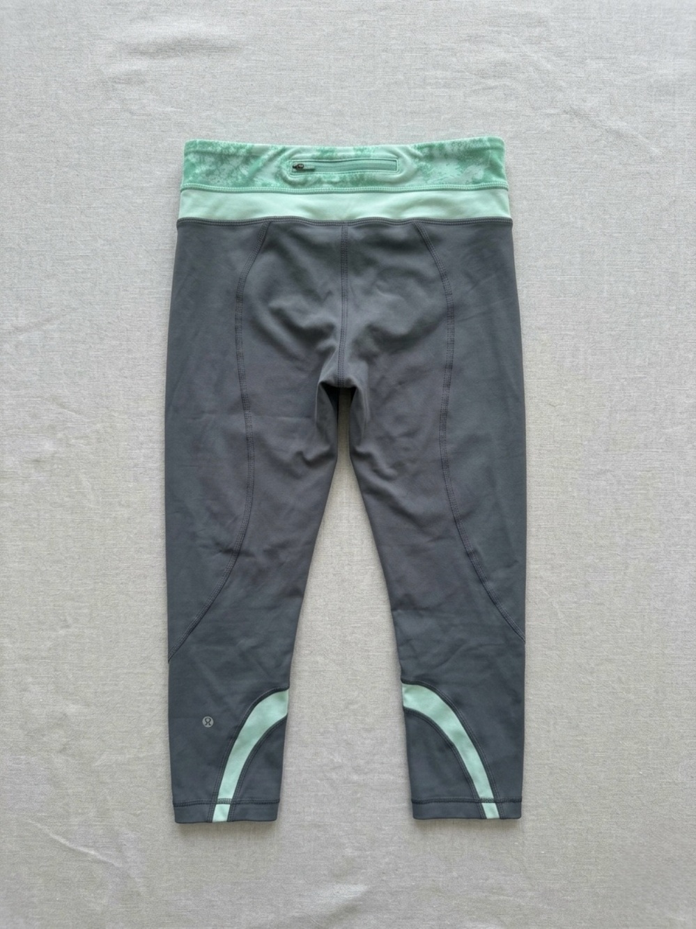 lululemon athletica Grey Cropped Leggings with Mint Waistband